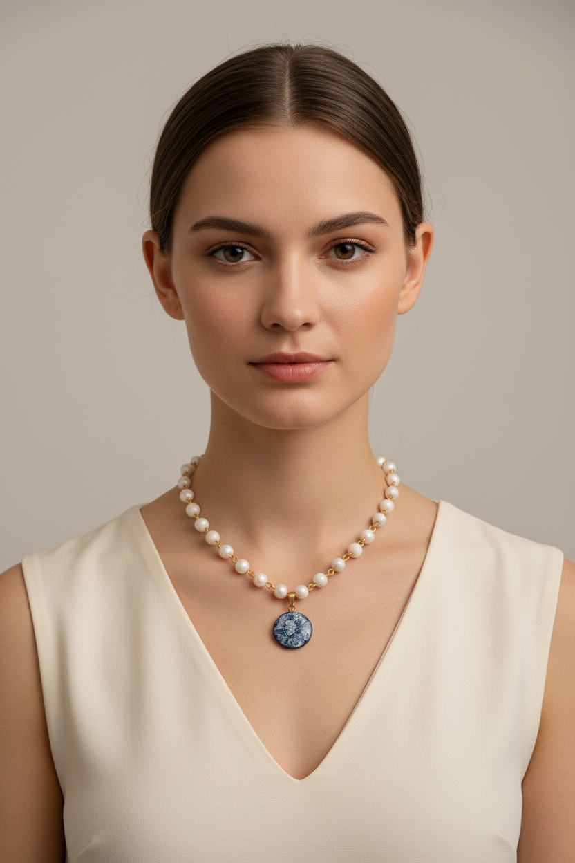 Collier Azulejos porté par un mannequin