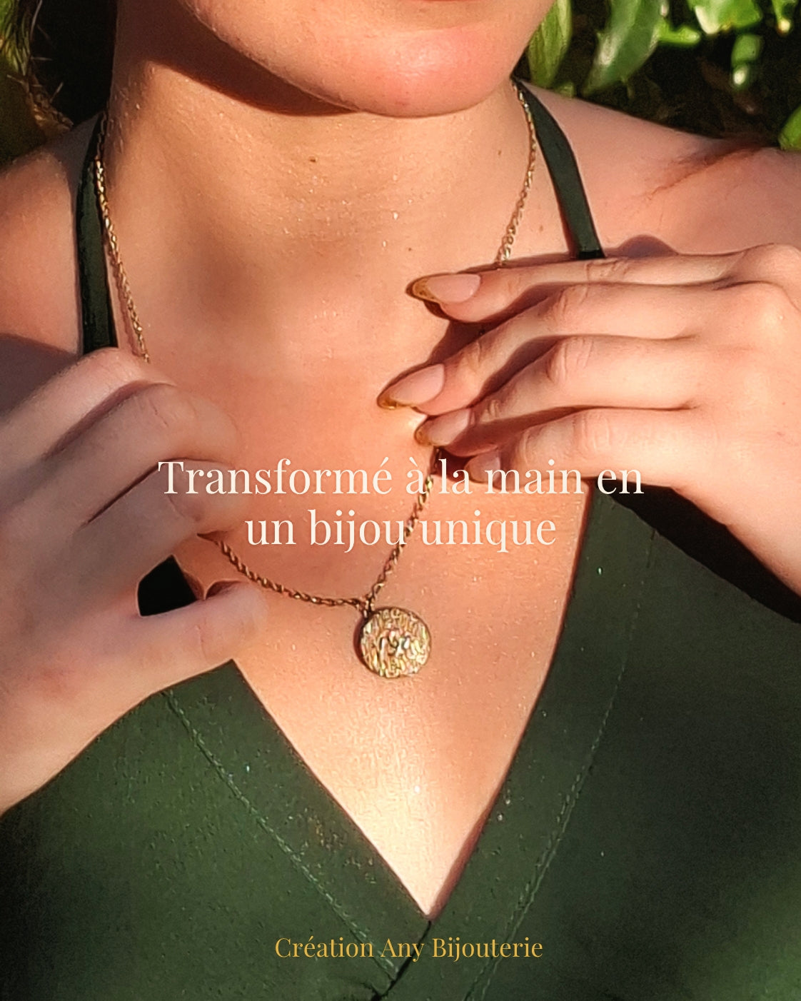 Collier Héritage Doré – Bouton vintage upcyclé